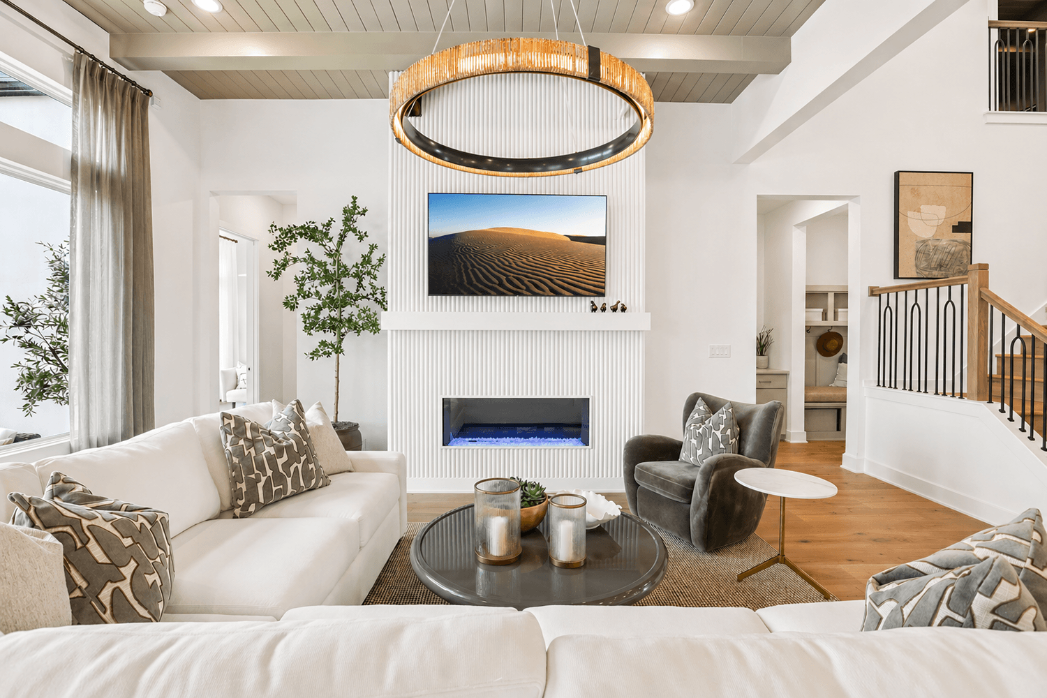 Risewell Homes Model at 443 Resurrection Dr Living Fireplace Photo