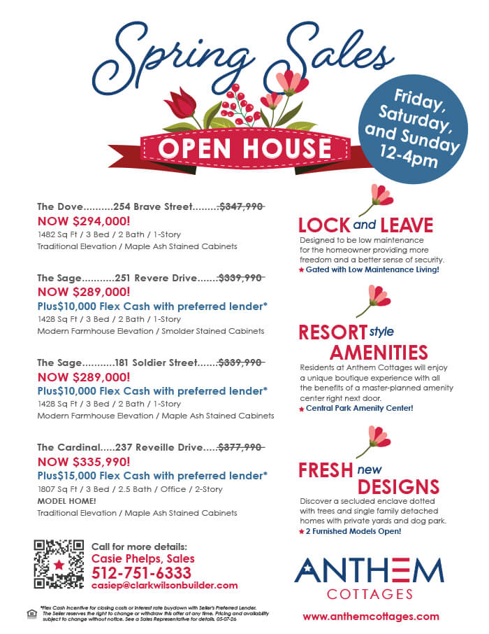 Anthem Cottages Spring Sale Available Homes Flier 05-07-26